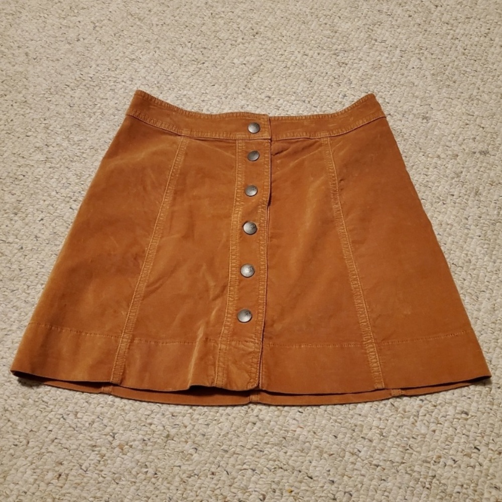 Madewell Cognac Snap Front Skirt